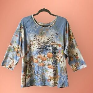 Holiday Edition Harvest Gathering  graphic Womens top. Size 2X